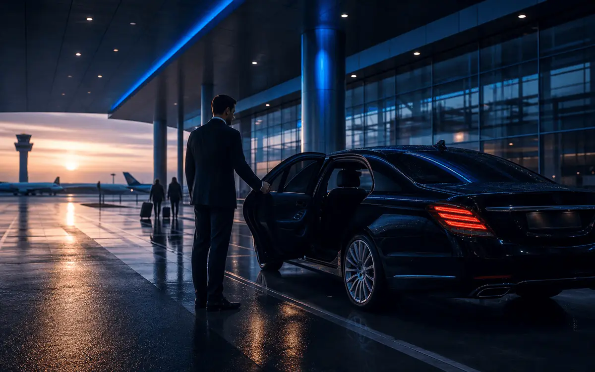 Image LUX24 : LUX24 chauffeur waiting at an airport terminal