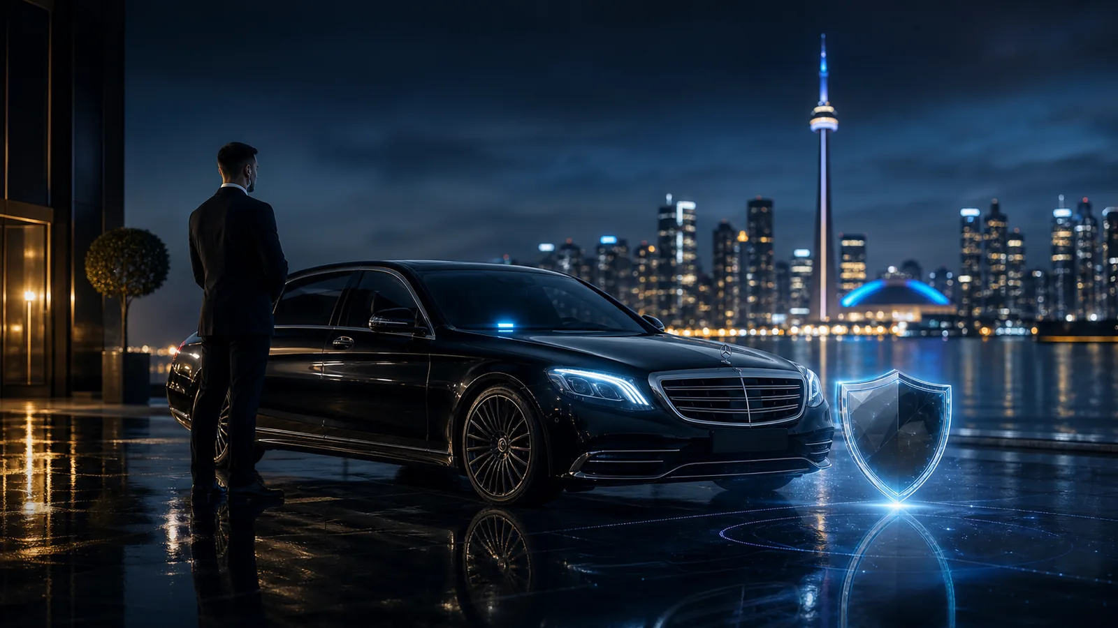 LUX24 safety commitment beside an executive vehicle