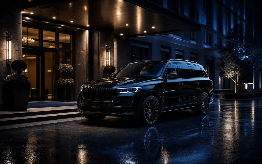 Luxury vehicle receiving a professional maintenance inspection